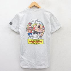 M★古着 半袖 Tシャツ メンズ 子ども 胸ポケット付き コットン クルーネック 薄グレー 霜降り 25may16 中古