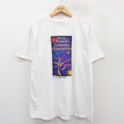 XL★古着 TULTEX 半袖 ビンテージ Tシャツ メンズ 90年代 90s NCAA チャンピオンシップ コットン クルーネック 白 ホワイト 25may16 中古