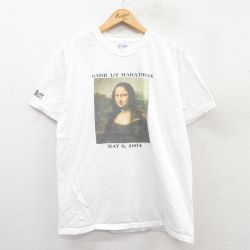 L★古着 ヘインズ Hanes 半袖 ビンテージ Tシャツ メンズ 00年代 00s モナリザ コットン クルーネック 白 ホワイト 25may16 中古