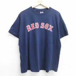 XL★古着 半袖 ビンテージ Tシャツ メンズ 00年代 00s MLB ボストンレッドソックス ジャコビーエルズベリー 46 コットン クルーネック 紺 ネイビー メジャーリーグ ベースボール 野球 25may16 中古