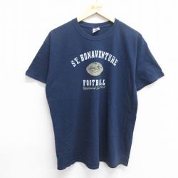L★古着 半袖 ビンテージ Tシャツ メンズ 00年代 00s セントボナベンチャー フットボール コットン クルーネック 紺 ネイビー 25may16 中古