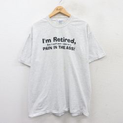 ヘインズ 00s 半袖Tシャツ Retired グレー XL | 古着