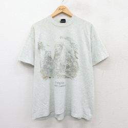 【50%OFF】XL★古着 フルーツオブザルーム 半袖 ビンテージ Tシャツ メンズ 90年代 90s インディアン クマ 大きいサイズ クルーネック USA製 薄グレー 霜降り 25may19 中古