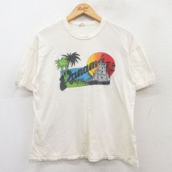 【50%OFF】L★古着 半袖 ビンテージ Tシャツ メンズ 80年代 80s パナマ クルーネック 生成り リンガー 25may19 中古