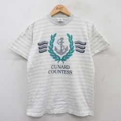 【50%OFF】90s 半袖Tシャツ イカリ ホワイトボーダー M | 古着