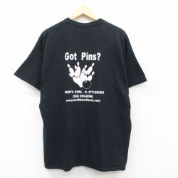 XL★古着 半袖 ビンテージ Tシャツ メンズ 00年代 00s ボウリング フロリダ コットン クルーネック 黒 ブラック 25may19 中古