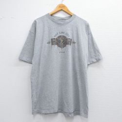 XL★古着 半袖 ビンテージ Tシャツ メンズ 90年代 90s ココペリ族 コットン クルーネック USA製 グレー 霜降り 25may19 中古