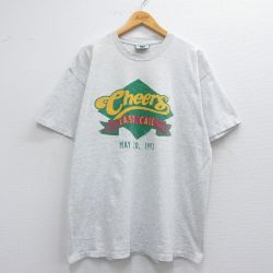 【50%OFF】XL★古着 リー Lee 半袖 ビンテージ Tシャツ メンズ 90年代 90s Cheers コットン クルーネック USA製 薄グレー 霜降り 25may19 中古