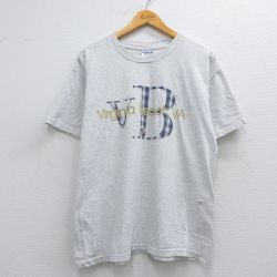 L★古着 半袖 ビンテージ Tシャツ メンズ 00年代 00s バージニアビーチ クルーネック 薄グレー 霜降り 25may19 中古