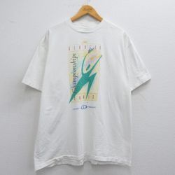 XL★古着 オニータ ONEITA 半袖 ビンテージ Tシャツ メンズ 90年代 90s チャンピオンシップ コットン クルーネック 白 ホワイト 25may19 中古