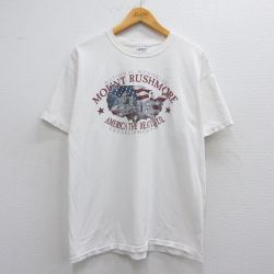 L★古着 半袖 ビンテージ Tシャツ メンズ 00年代 00s ラシュモア山 コットン クルーネック 白 ホワイト 25may19 中古