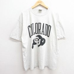 XL★古着 半袖 ビンテージ Tシャツ メンズ 90年代 90s コロラド 大きいサイズ コットン クルーネック 薄グレー 霜降り 25may19 中古