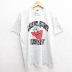 L★古着 フルーツオブザルーム 半袖 ビンテージ Tシャツ メンズ 90年代 90s ワイルドキャッツ セントジョージ クルーネック USA製 薄グレー 霜降り 25may19 中古