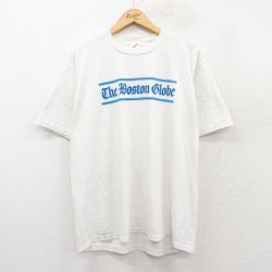 【50%OFF】XL★古着 ジャージーズ 半袖 ビンテージ Tシャツ メンズ 90年代 90s ボストン グローブ クルーネック USA製 白 ホワイト 25may19 中古