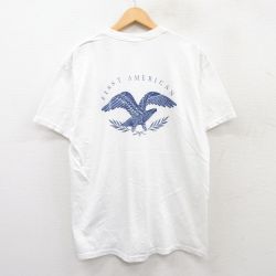 L★古着 ヘインズ Hanes 半袖 ビンテージ Tシャツ メンズ 00年代 00s 鳥 星条旗 コットン クルーネック 白 ホワイト 25may19 中古