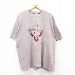 XL★古着 半袖 ビンテージ Tシャツ メンズ 90年代 90s ミッドウェイビーチ 大きいサイズ コットン クルーネック USA製 紫系 パープル 25may19 中古