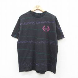 【50%OFF】XL★古着 半袖 ビンテージ Tシャツ メンズ 80年代 80s シーワールド コットン クルーネック USA製 黒他 ブラック 25may19 中古