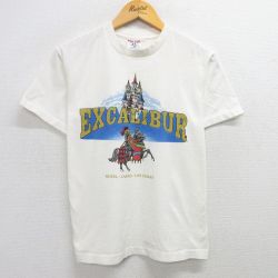 M★古着 半袖 ビンテージ Tシャツ メンズ 90年代 90s エクスカリバー 騎士 コットン クルーネック USA製 生成り 25may19 中古