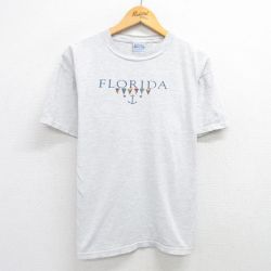 XL★古着 TULTEX 半袖 ビンテージ Tシャツ メンズ 90年代 90s フロリダ クルーネック 薄グレー 霜降り 25may19 中古
