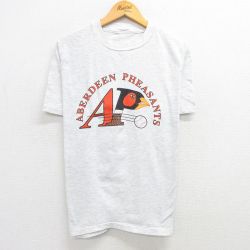 L★古着 半袖 ビンテージ Tシャツ メンズ 90年代 90s アバディーンフェザンツ ベースボール クルーネック 薄グレー 霜降り 25may19 中古