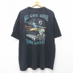 XL★古着 半袖 ビンテージ Tシャツ メンズ 00年代 00s POW MIA 大きいサイズ コットン クルーネック USA製 黒 ブラック 25may19 中古