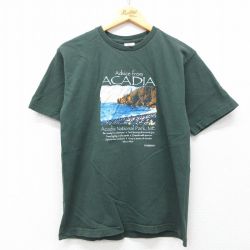 M★古着 半袖 ビンテージ Tシャツ メンズ 00年代 00s ACADIA コットン クルーネック USA製 緑 グリーン 25may19 中古