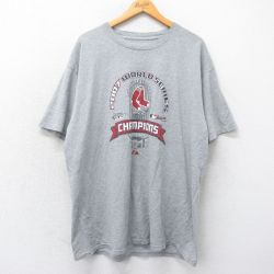 【50%OFF】XL★古着 マジェスティック 半袖 ビンテージ Tシャツ メンズ 00年代 00s MLB ボストンレッドソックス 大きいサイズ ロング丈 クルーネック グレー 霜降り メジャーリーグ ベースボール 野球 25may20 中古