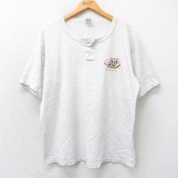 【50%OFF】XL★古着 半袖 ビンテージ Tシャツ メンズ 90年代 90s BLUEGRASS GAS ヘンリーネック USA製 薄グレー 霜降り 25may20 中古