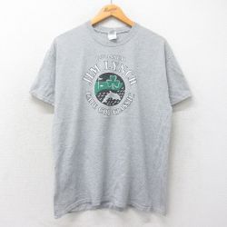 L★古着 半袖 ビンテージ Tシャツ メンズ 00年代 00s JIM LYNCH イルカ クルーネック グレー 霜降り 25may20 中古