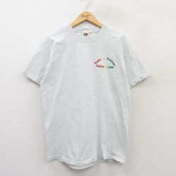 【50%OFF】L★古着 フルーツオブザルーム 半袖 ビンテージ Tシャツ メンズ 00年代 00s イタリアン アイリッシュ クルーネック 薄グレー 霜降り 25may20 中古