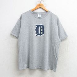 XL★古着 半袖 ビンテージ Tシャツ メンズ 00年代 00s MLB デトロイトタイガース クルーネック グレー 霜降り メジャーリーグ ベースボール 野球 25may21 中古
