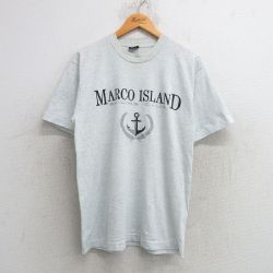 【50%OFF】L★古着 スクリーンスターズ 半袖 ビンテージ Tシャツ メンズ 80年代 80s MARCO ISLAND イカリ クルーネック USA製 薄グレー 霜降り 25may21 中古