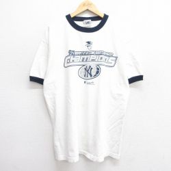 XL★古着 リー Lee 半袖 ビンテージ Tシャツ メンズ 00年代 00s MLB ニューヨークヤンキース クルーネック 白他 ホワイト リンガー メジャーリーグ ベースボール 野球 25may21 中古