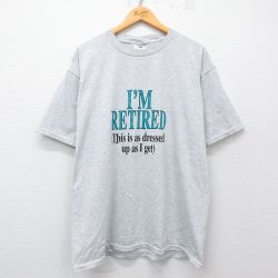 XL★古着 ジャージーズ 半袖 ビンテージ Tシャツ メンズ 90年代 90s RETIRED 大きいサイズ クルーネック 薄グレー 霜降り 25may23 中古