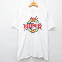 L★古着 ヘインズ Hanes 半袖 ビンテージ Tシャツ メンズ 90年代 90s ビーフィーター 酒 クルーネック USA製 白 ホワイト 25may23 中古