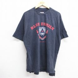 【50%OFF】ベネトン 00s 半袖Tシャツ BLUE FAMILY ネイビー XL | 古着