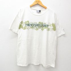 XL★古着 プーマ puma 半袖 ビンテージ Tシャツ メンズ 90年代 90s NFL フィラデルフィアイーグルス ハイビスカス 大きいサイズ コットン クルーネック 白 ホワイト アメフト スーパーボウル 25may24 中古
