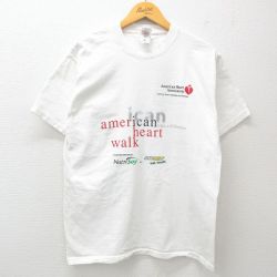 L★古着 フルーツオブザルーム 半袖 ビンテージ Tシャツ メンズ 00年代 00s 企業広告 アメリカンハートウォーク コットン クルーネック 白 ホワイト 25may24 中古