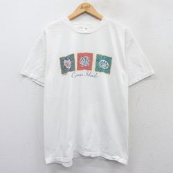 L★古着 半袖 ビンテージ Tシャツ メンズ 00年代 00s 貝がら コットン クルーネック 白 ホワイト 25may24 中古