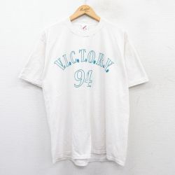 XL★古着 ジャージーズ 半袖 ビンテージ Tシャツ メンズ 90年代 90s VICTORY クルーネック USA製 白 ホワイト 25may24 中古
