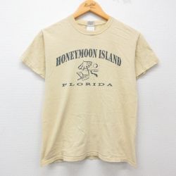 【50%OFF】S★古着 半袖 ビンテージ Tシャツ メンズ 00年代 00s ハネムーンアイランド フロリダ コットン クルーネック ベージュ カーキ 25may28 中古