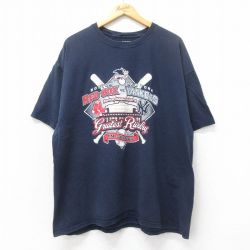 XL★古着 半袖 ビンテージ Tシャツ メンズ 00年代 00s MLB ボストンレッドソックス ニューヨークヤンキース 大きいサイズ コットン クルーネック 紺 ネイビー メジャーリーグ ベースボール 野球 25jun04 中古