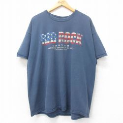 XL★古着 半袖 ビンテージ Tシャツ メンズ 00年代 00s RED ROCK 大きいサイズ コットン クルーネック 紺 ネイビー 25jun04 中古