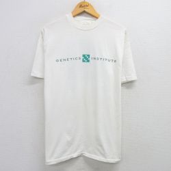 L★古着 ヘインズ Hanes 半袖 ビンテージ Tシャツ メンズ 80年代 80s GENETICS INSTITUTE コットン クルーネック USA製 白 ホワイト 25may29 中古