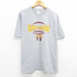 【50%OFF】XL★古着 半袖 ビンテージ Tシャツ メンズ 00年代 00s SHARON フットボール 大きいサイズ クルーネック グレー 霜降り 25may29 中古