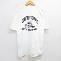 XL★古着 半袖 ビンテージ Tシャツ メンズ 00年代 00s トラック 大きいサイズ コットン クルーネック 白 ホワイト 25may29 中古