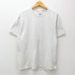 L★古着 ヘインズ Hanes 半袖 ビンテージ Tシャツ メンズ 00年代 00s 無地 クルーネック 薄グレー 霜降り 25may29 中古