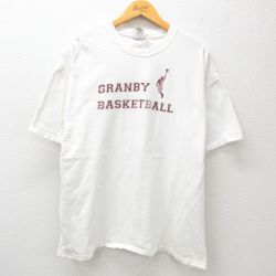 XL★古着 ヘインズ Hanes 半袖 ビンテージ Tシャツ メンズ 00年代 00s グランピー バスケットボール 大きいサイズ コットン クルーネック 白 ホワイト 25may29 中古