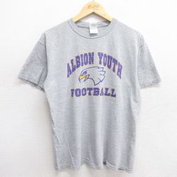 【50%OFF】M★古着 半袖 ビンテージ Tシャツ メンズ 00年代 00s アルビオンユース フットボール 鳥 クルーネック グレー 霜降り 25may29 中古