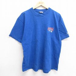 【50%OFF】XL★古着 リーボック REEBOK 半袖 ビンテージ Tシャツ メンズ 90年代 90s NFL ニューヨークジャイアンツ クルーネック 青 ブルー アメフト スーパーボウル 25may29 中古